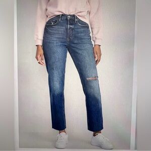 Old Navy Sky-Hi Straight Ripped Extra High Rise Jeans Raw Hem Women’s 12 (31x27)